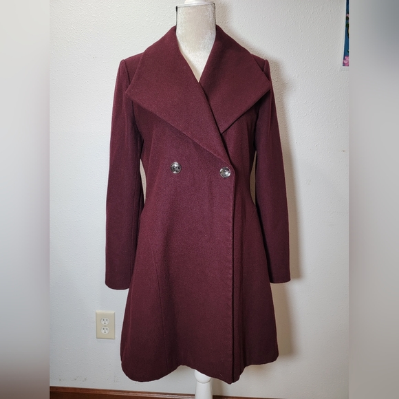 MICHAEL Michael Kors Jackets & Blazers - Michael Michael Kors Burgundy Double Breasted Wool Swing Jacket Coat Sz 8